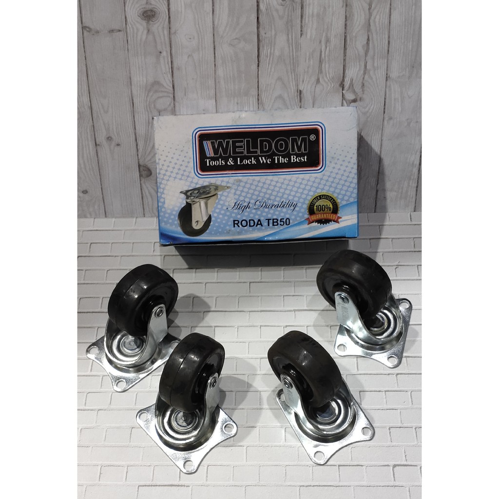 RODA ETALASE 2 INCH 1 SET / RODA CASTER GEPENG KARET 2"