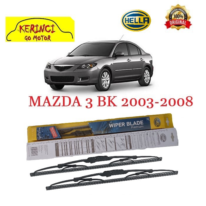 WIPER MAZDA 3 BK 2003-2008 HELLA PREMIUM 21&quot; &amp; 19&quot; SEPASANG WIPER