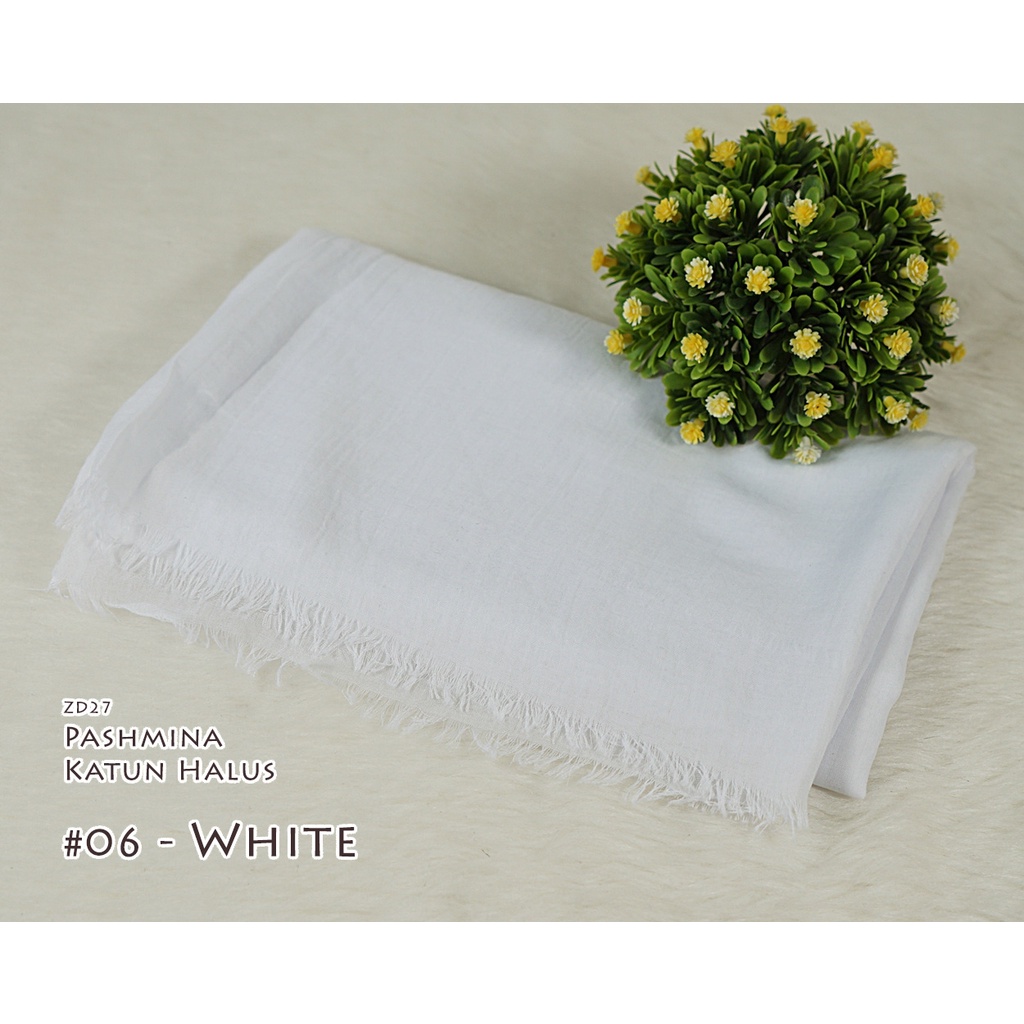 Pashmina Polos Katun Halus - CINDY by Luulu Scarf-#06 - White