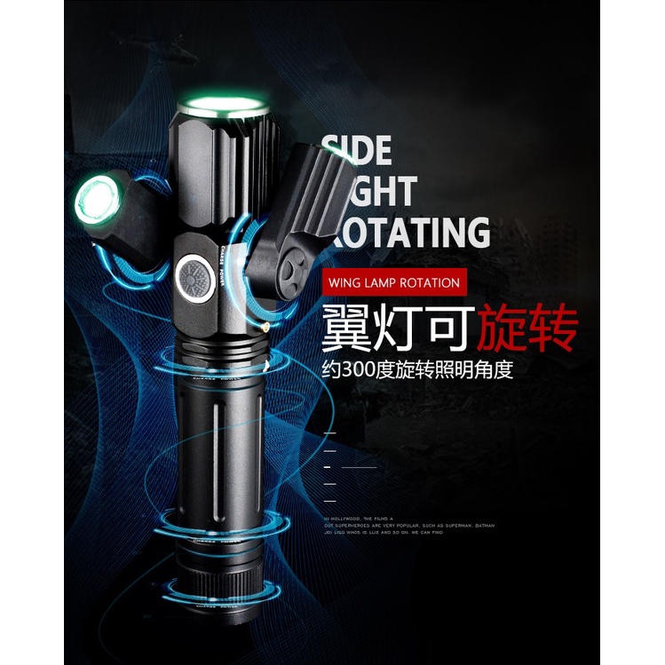 SMILING SHARK E38 - Senter Portable Outdoor 3 LED - Rotary Focus