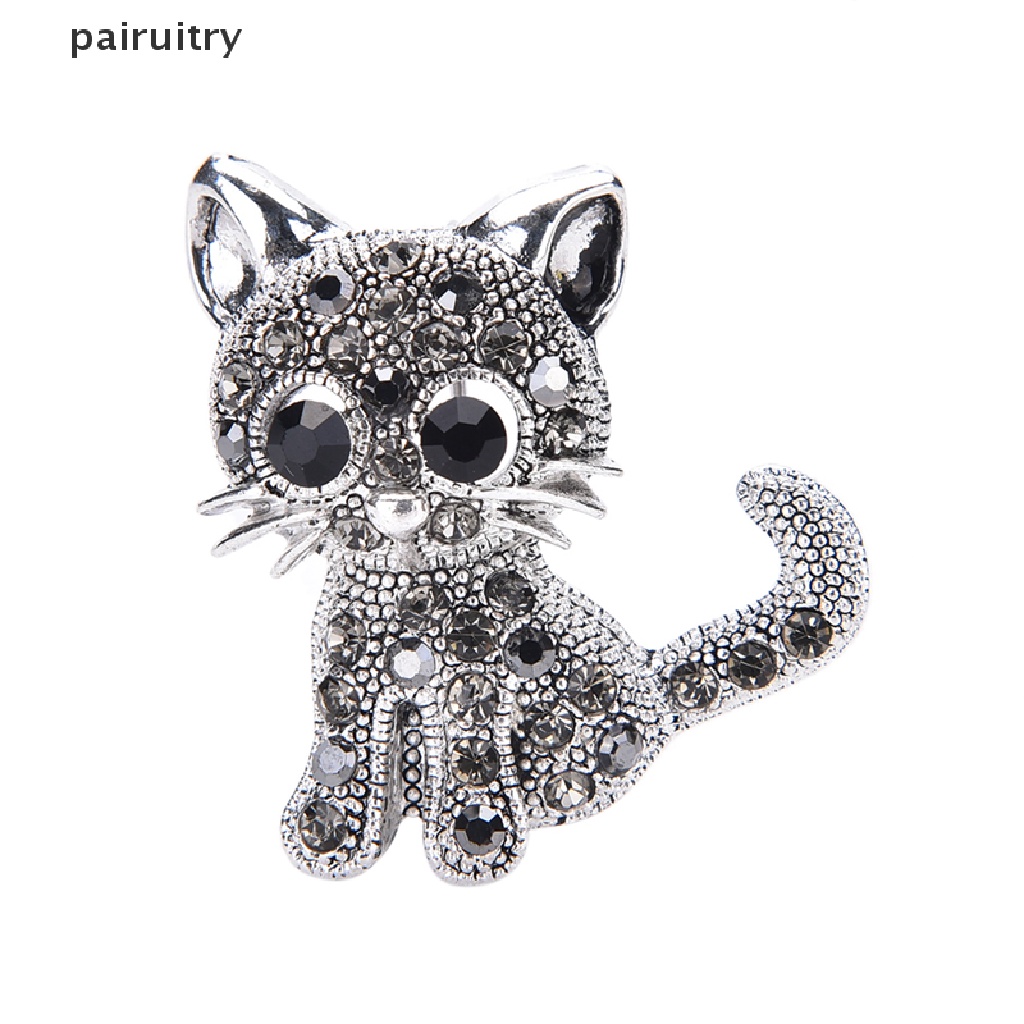 Prt Bros Pin Antik Lapis Silver Desain Kucing Kecil Lucu Untuk Aksesoris Mantelpakaian PRT