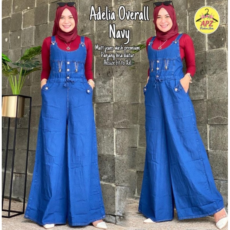 OVERALL WANITA DEWASA OVEROLL JEANS WANITA PANJANG TERBARU KEKINIAN ROMPI JEANS VIRAL MODERN JEANS W