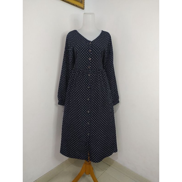 (BISA COD) Dress Vintage, Dress Bunga, Dress Tartan, Longdress, Dressmidi-Polka