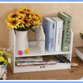 Rak Buku Shabby Chic Desktop Storage Rack Vintage Rak Meja Rak Buku Shabby Chic Desktop Storage Rack Vintage Rak Meja