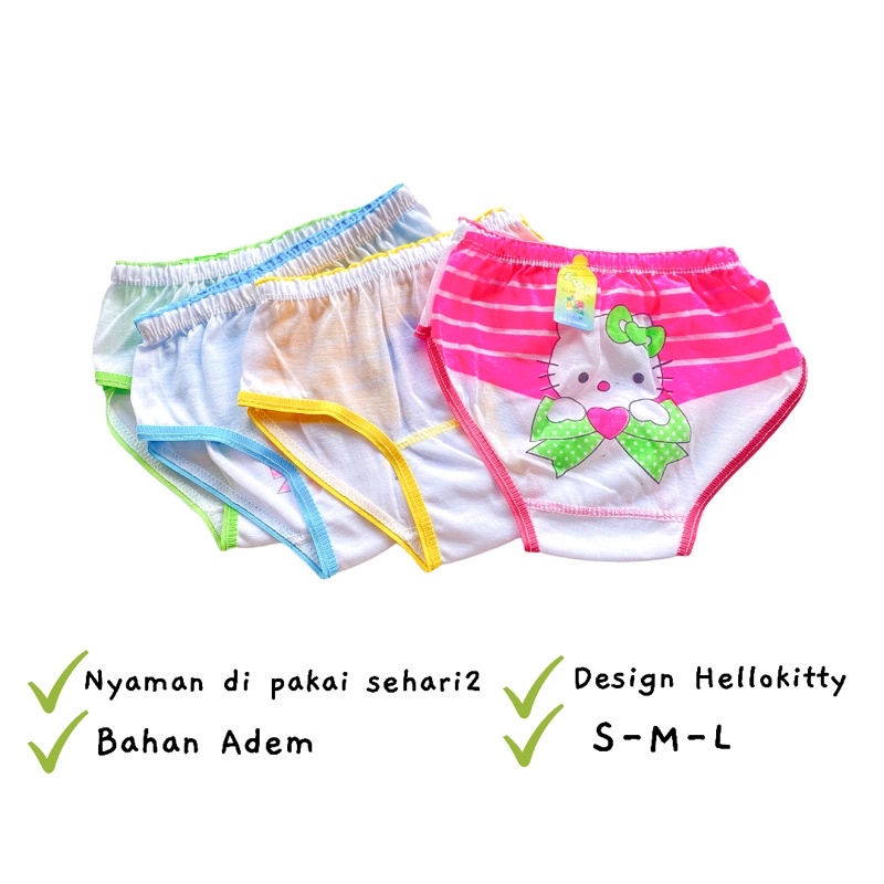 1 Lusin Cd Celana Dalam Anak Perempuan Cewek Bayj Balita Hellokitty Celana Dalam Boxer Anak Cewek