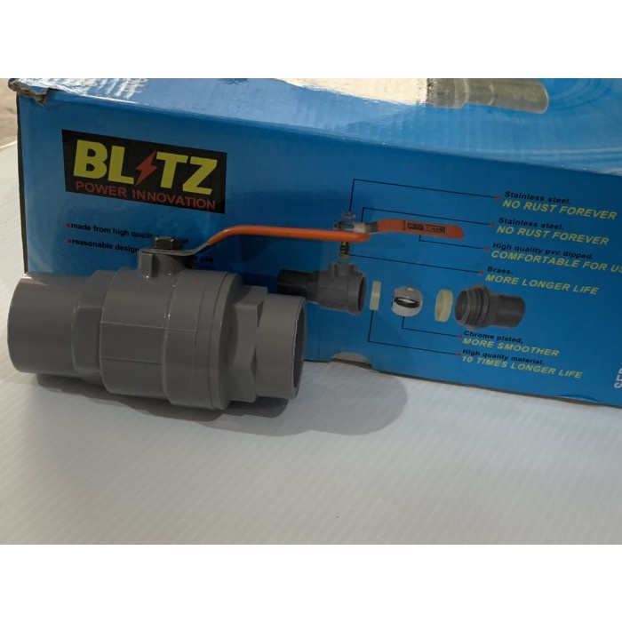 Stop Kran / Ball Valve PVC Gagang Stainless Blitz 885 1&quot;