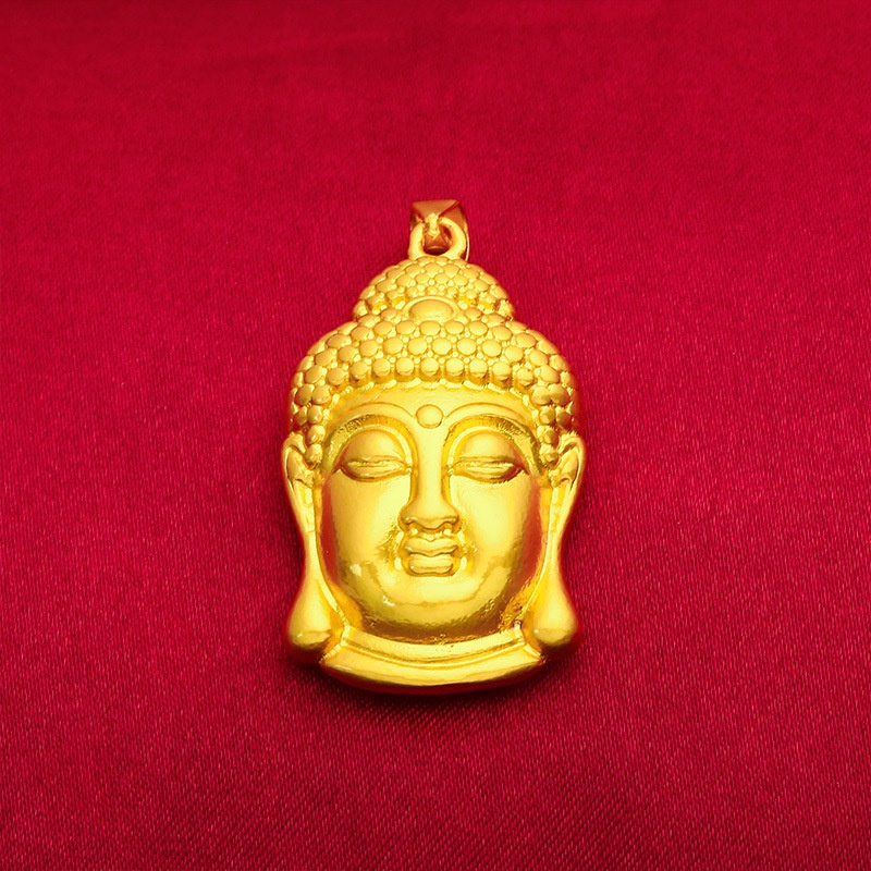 Kalung Liontin Kepala Buddha Tathagata Lapis Emas Emas Asli Kadar 375Untuk Pria Dan Wanita