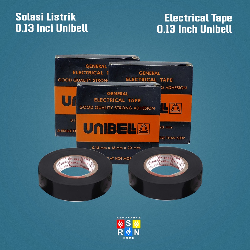 Isolasi Listrik l Lakban Unibet 0.13mm x 16mm x 20m l Solasi l Selotip Resonance Home