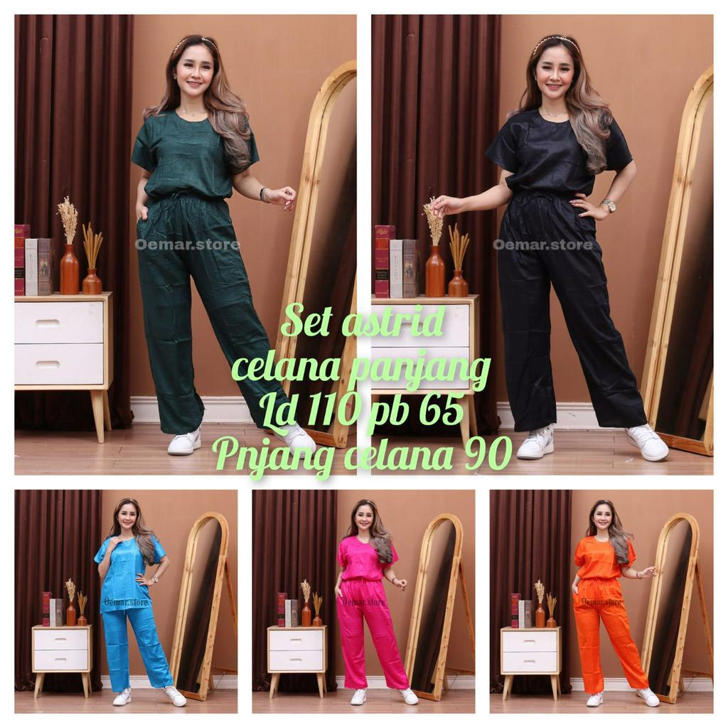 SET ASTRID GIRL CELANA PANJANG - Setelan Wanita Korea Kekinian(baju+celana Panjang) LD 110