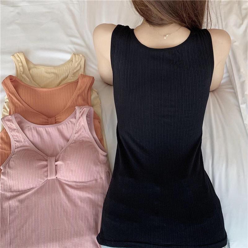 Tank Top Bra Pakaian Dalaman Wanita TankTop Panjang dengan Busa-4