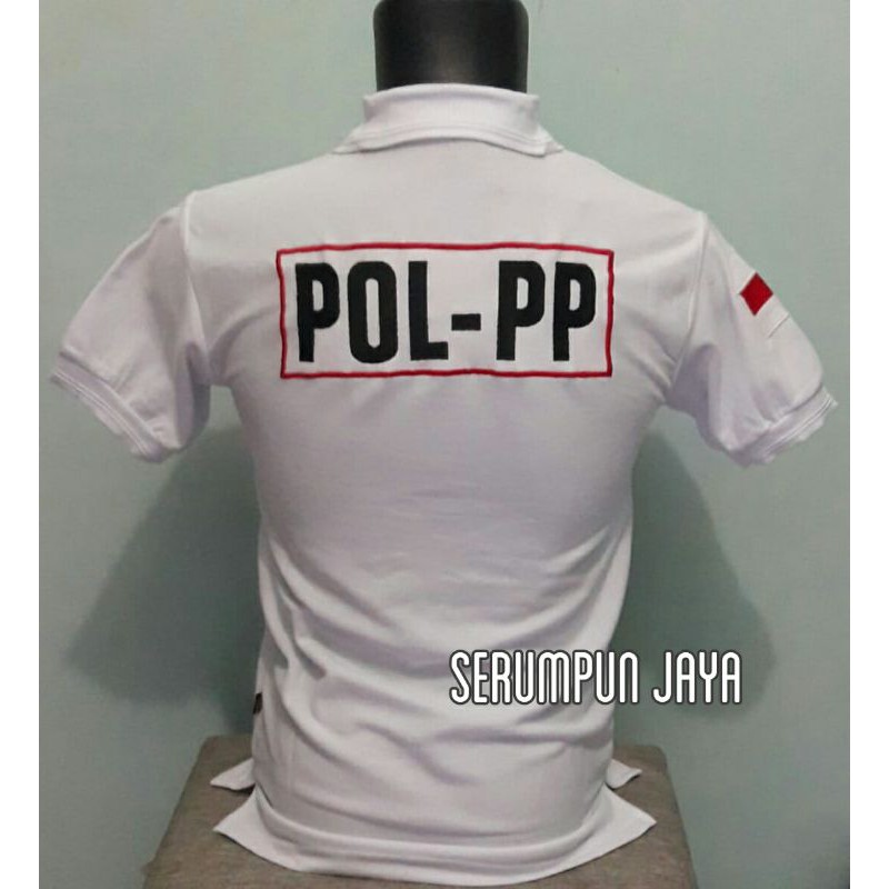 KAOS SATPOL PP - KAOS SATPOL PP PUTIH - KAOS KERAH SATPOL PP FULL BORDIR.