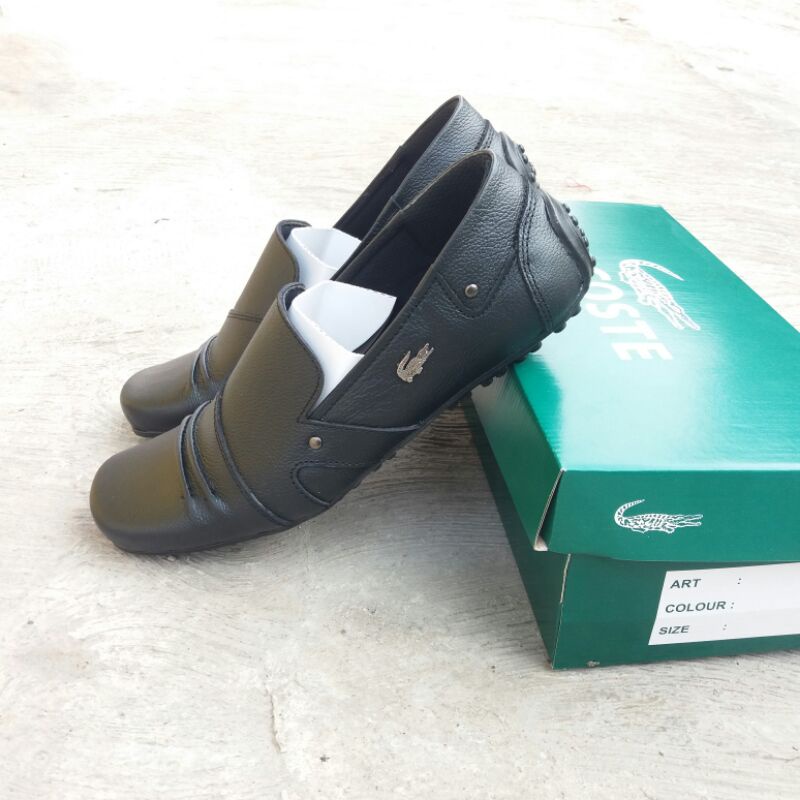 Sepatu selop lacoste kulit sapi asli pria sepatu slip on lacoste pria sepatu slip on kantoran pria
