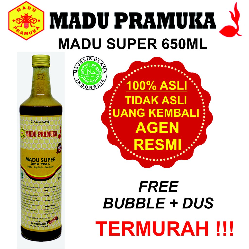 

Madu Pramuka Alami Super (Madu + Bee Pollen + Royal Jelly) 650ml