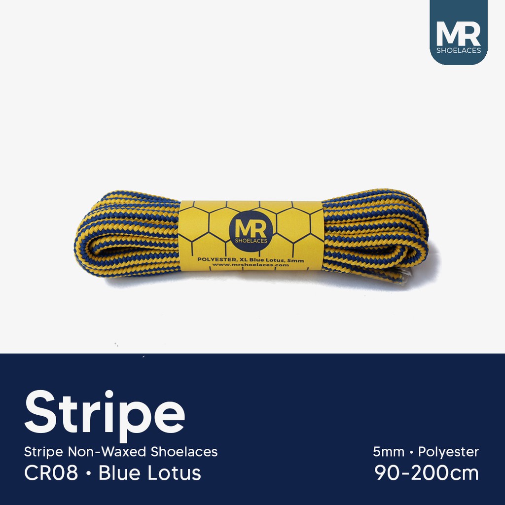 MR Shoelaces CR08 Blue Lotus (Biru Kuning) Tali Sepatu Bulat Corak / Motif 5-6mm 80cm 90cm 100cm 120cm 150cm 200cm - Premium Shoelace