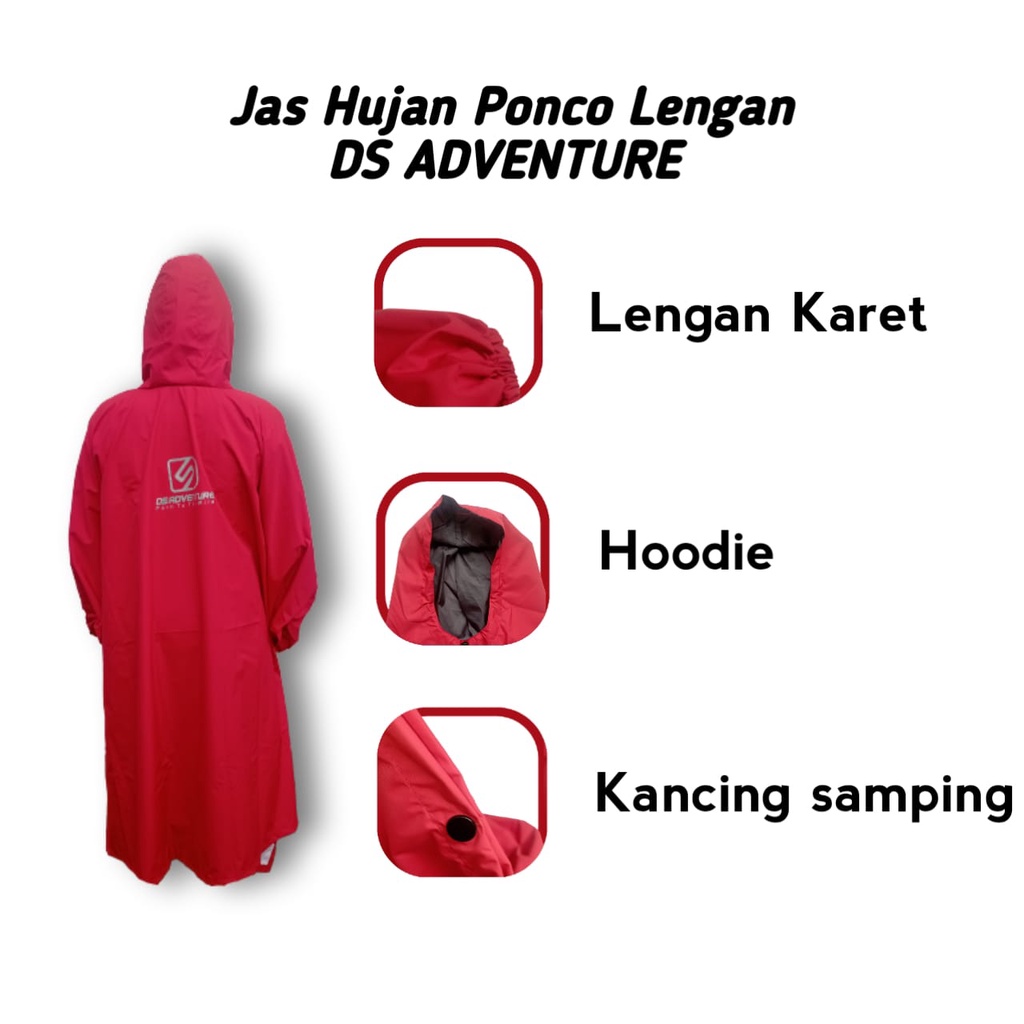 FREE ONGKIR JAS HUJAN PONCO LENGAN DS ADVENTURE / JAS HUJAN PONCO LENGAN / JAS HUJAN JUMBO / JAS