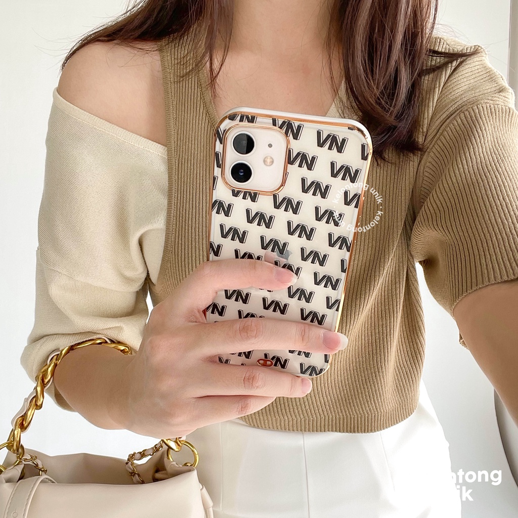 LANGSUNG KIRIM TANPA PO | (Seri 2) For iPhone - MOON GOLD Plating Case - Premium Case Custom Nama