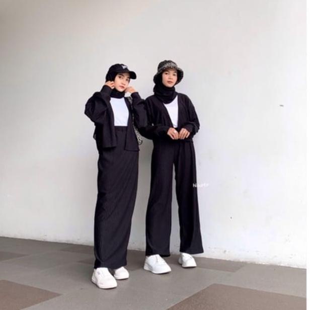 {SLW.10Jn22ᴬ} PREKTUS - ZEC OOTD Wanita Setelan EVI / Nonio Knit one Set RIB PREMIUM XL ( ROK + BAJU