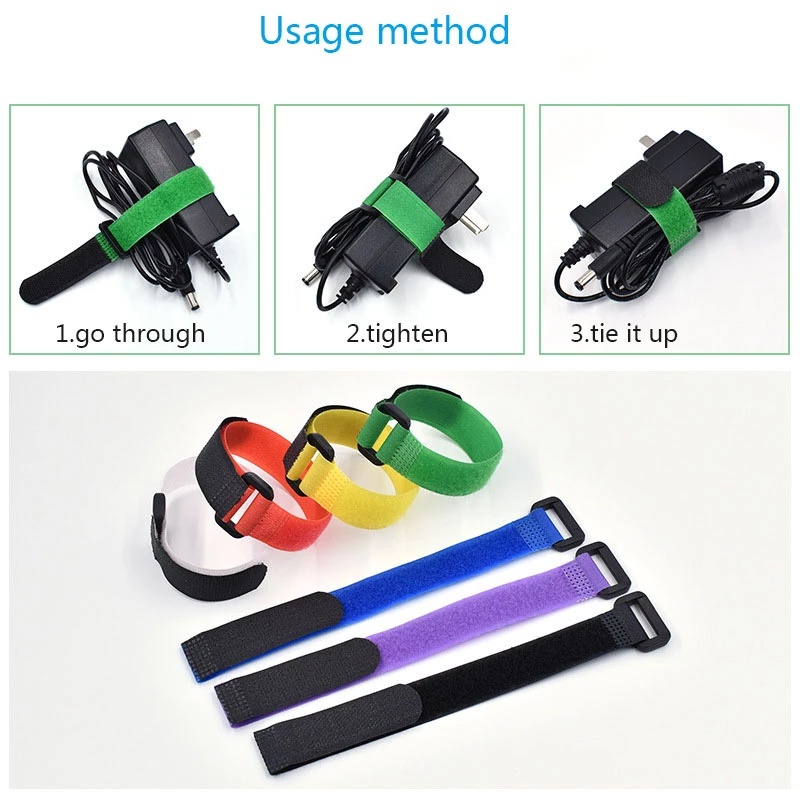 [ 20/30/40cm  1 Piece Reverse Buckle Velcros Cable Tie ]  [ Hook Loop Cable Ties Cable Winder Clip ] [ Cord Wrap Fastening Cable Organizer ]