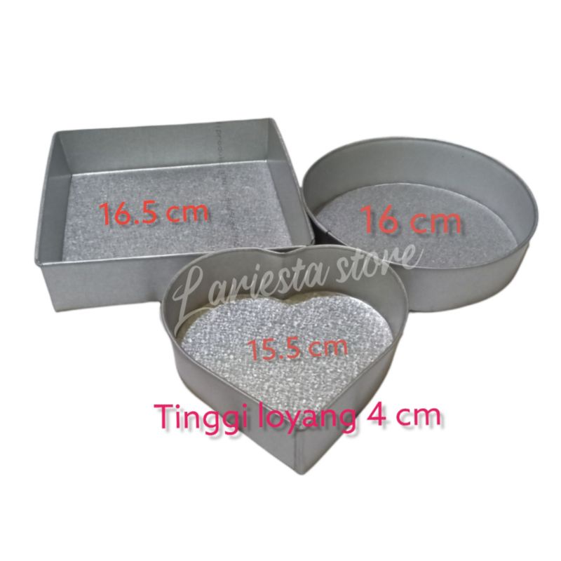 Loyang kue isi 3 pcs bulat kotak love mini tebal anti lengket baking pan