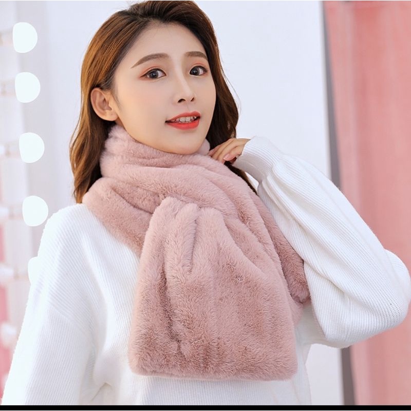 READY INDONESIA Syal bulu kelinci winter fur scarf lembut hangat import syal korea