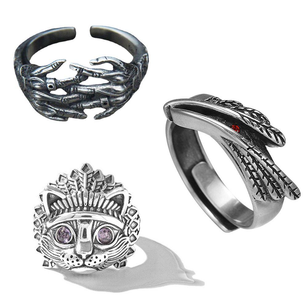 Lily Demon Rings Wanita Tunangan Minimalis Terbuka Gothic Rings