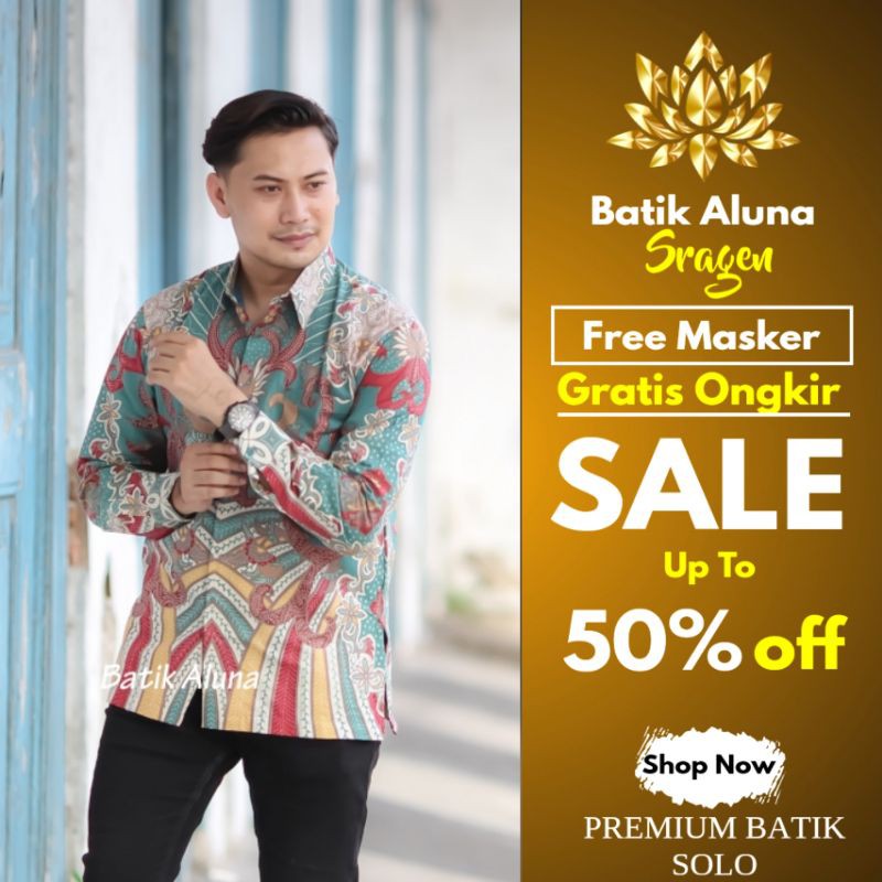 Aluna Kemeja Batik Keris Premium Cowok Lengan Panjang Furing - Baju Batik Kombinasi Tulis Lasem BM71