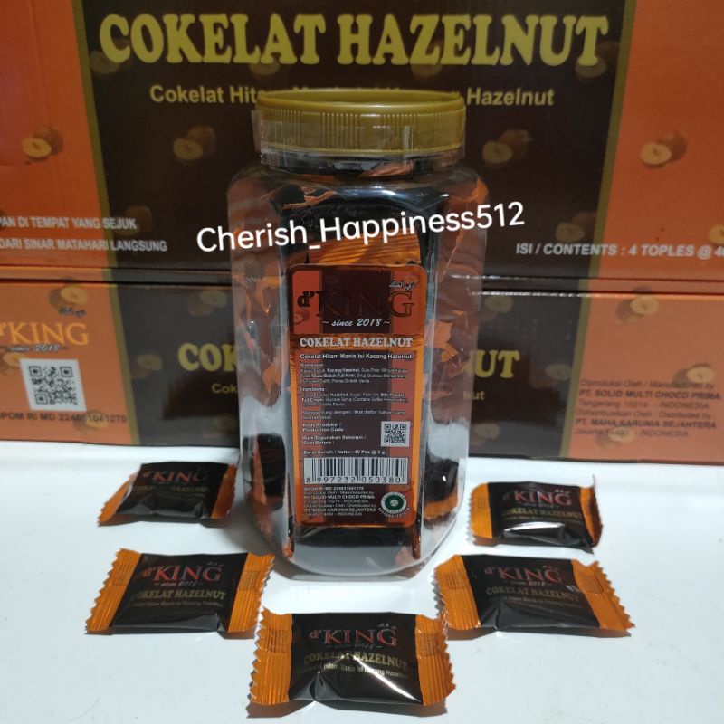 1 Kotak Isi 4 Toples D'KING Bonibol Cokelat Kurma, Cokelat Peanuts (Kacang) dan Hazelnut