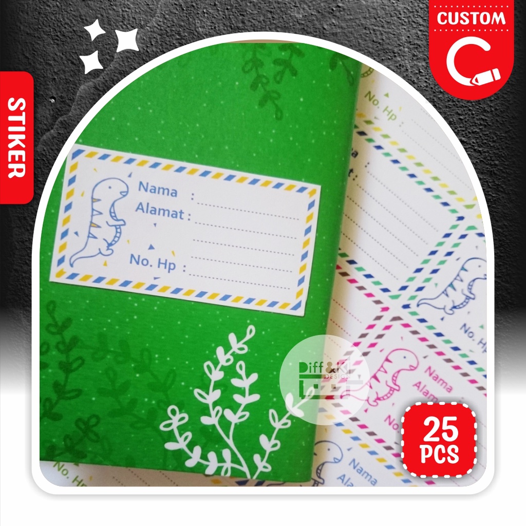 

Label Stiker Polos Nama Anak Dino Dinosaurus Tempelan Buku Pelajaran Sekolah Identitas Custom matte Doff