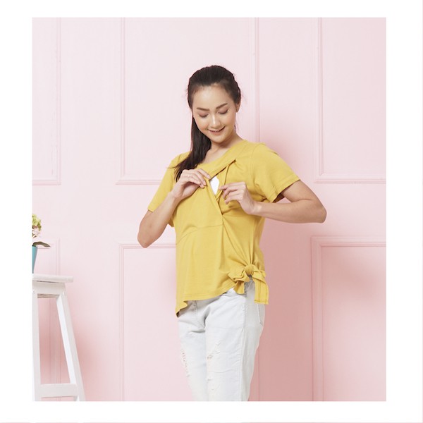 

Mamibelle Claritsa Midi Dress Hamil & Menyusui Mustard Premium