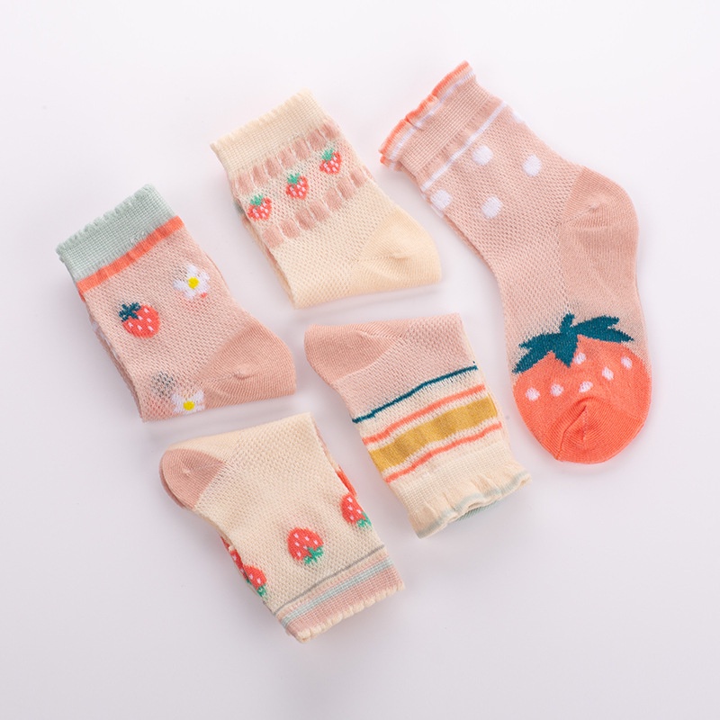 NEW Set kaos kaki  (1set isi 5 pcs) motif buah dan bunga