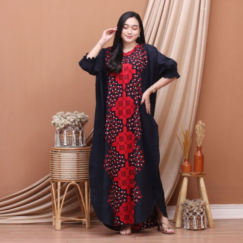 DASTER KAFTAN JUMBO LD 160 CM DASTER ARAB KELELAWAR LENGAN PANJANG PB 138 TIEDYE CAP BUSUI-3