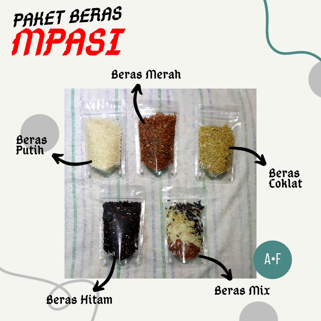

PAKET HEMAT MPASI !!! 100 gr x 5 Beras Merah, Putih, Hitam, Coklat dan Beras Mix