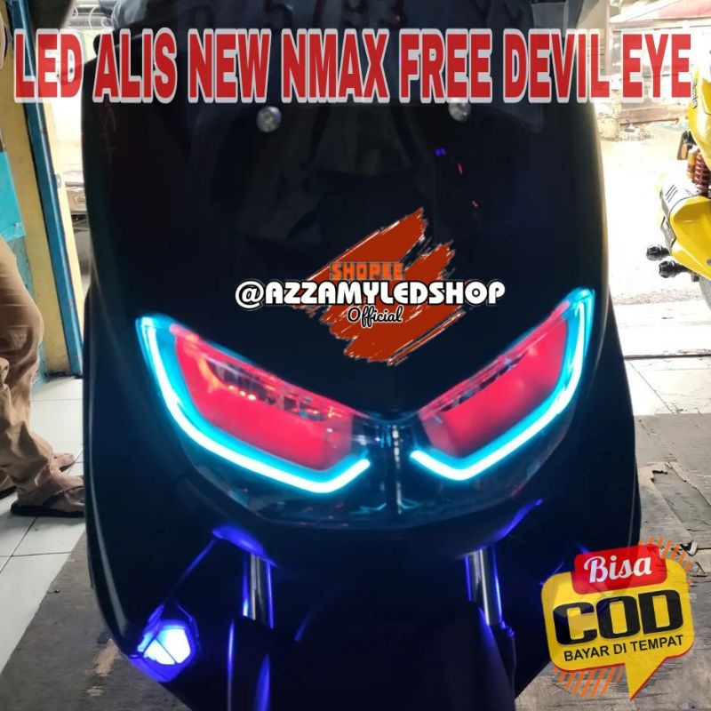 Paket lampu motor DRL alis lampu alis NEW NMAX Yamaha nmax free demon eye devil eye kualitas grade A super terang