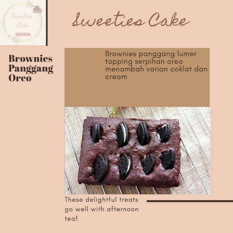 

Brownies panggang lumer topping oreo