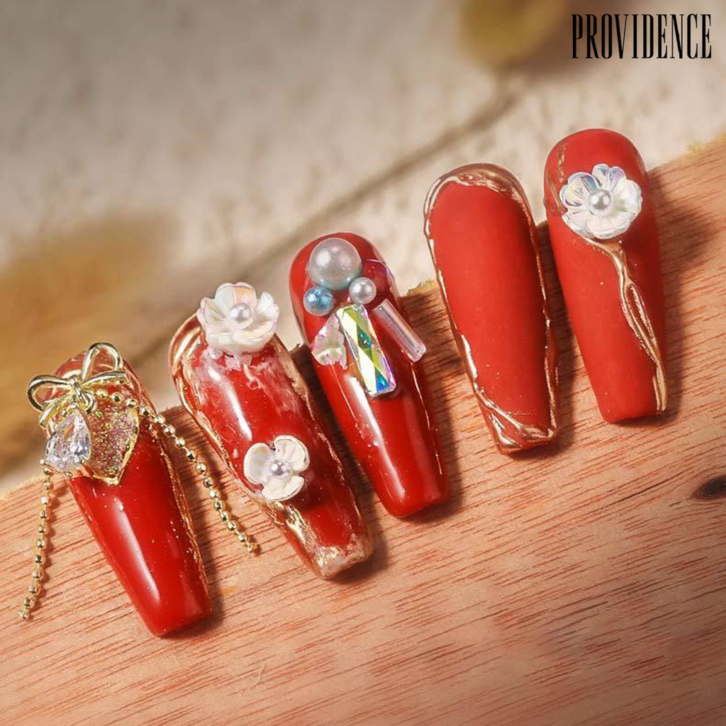 1 Kotak Ornamen Kuku 3d Bentuk Bunga Warna-Warni Aksen Berlian Imitasi Untuk Wanita