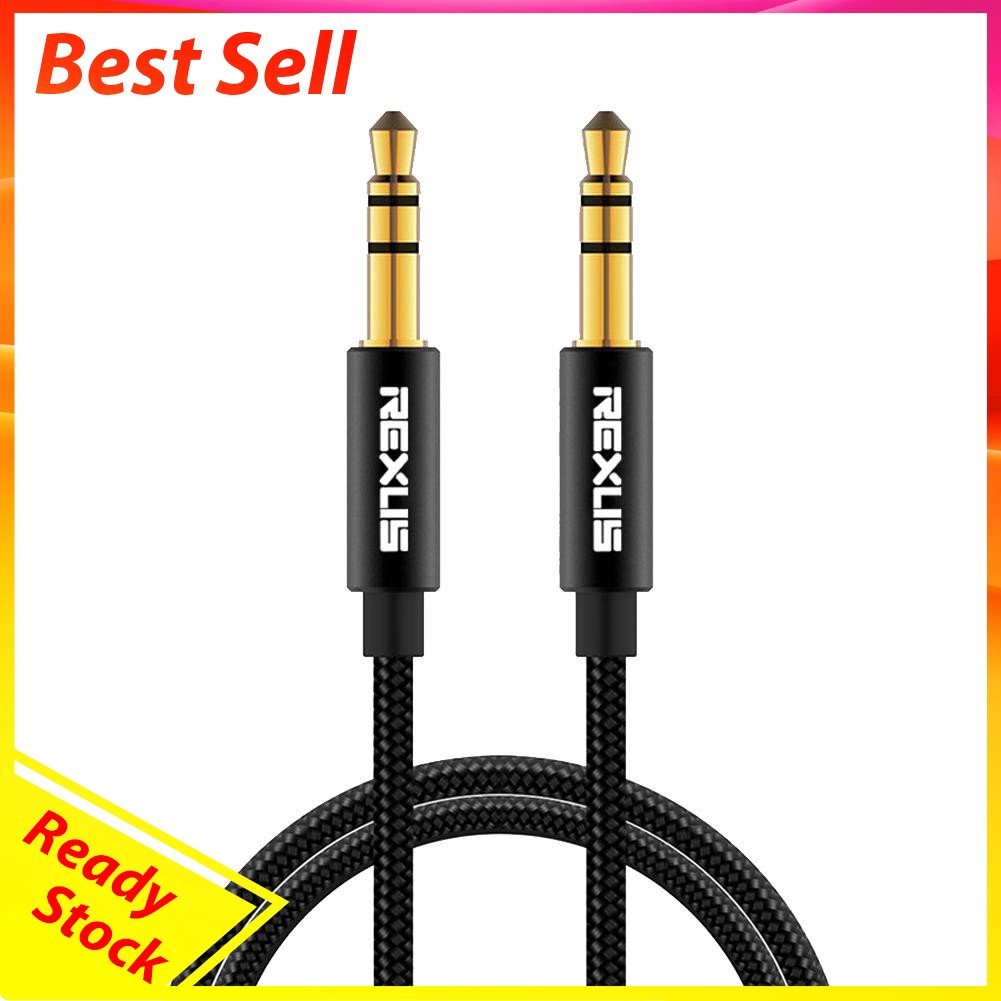 Rexus Kabel Audio AUX Jack 3.5mm Male Ke Male Lapis Emas untuk Speaker Stereo