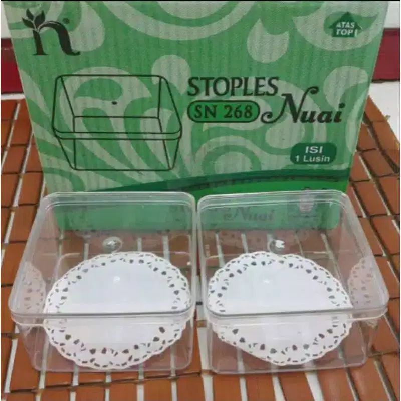 Toples kue kering segi/ stoples kotak/ toples parcel/ dessert box