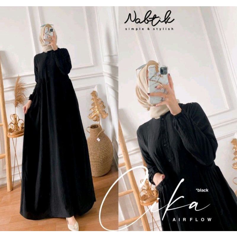 Gamis Hitam Polos Wanita Remaja Kekinian