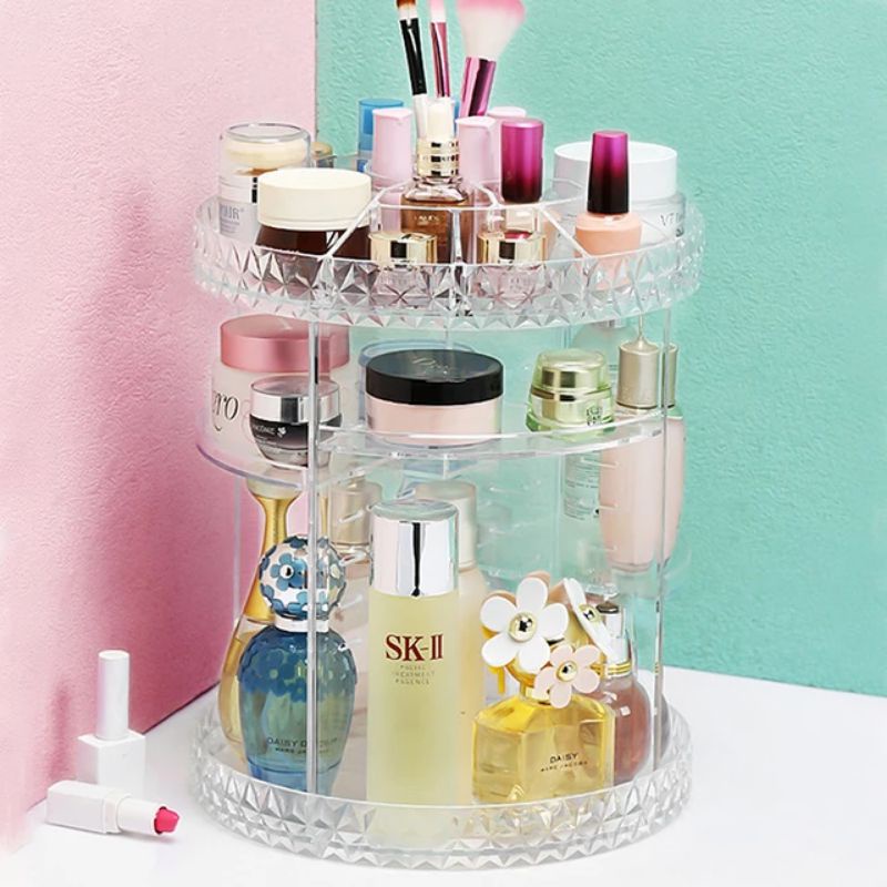 RAK KOSMETIK PUTAR - RAK ORGANIZER ACRYLIC TRANSPARANT 360 Derajat JN820