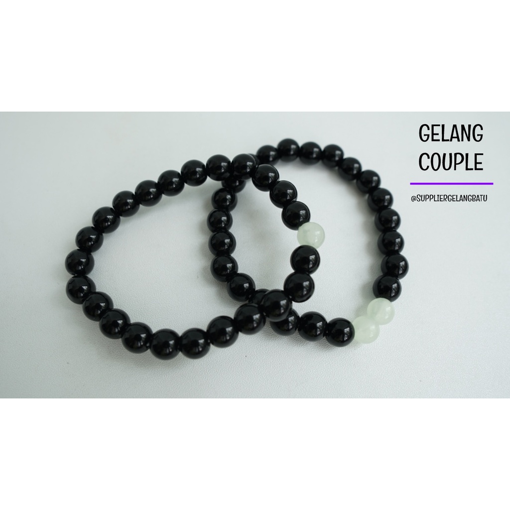 gelang batu FOSFOR BLACK ONYX pasangan distance bracelet couple akik