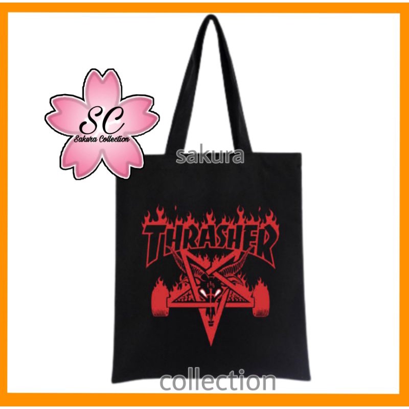 Totebag THRASHER Magazine - TOTE BAG Distro / Tas Pria Wanita / Hitam Sakura Collection9