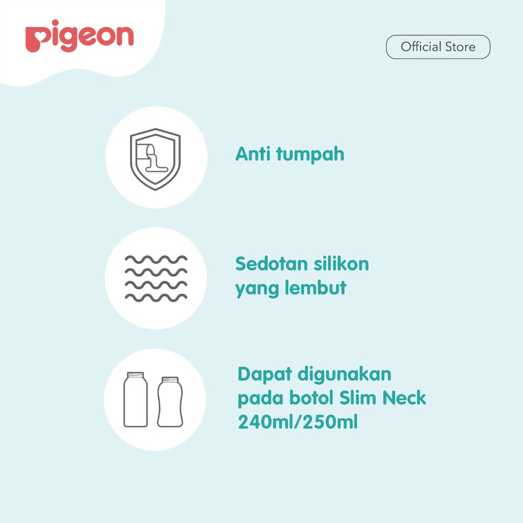 Pigeon Silicone Straw Top / Aksesoris Botol Minum Bayi 240ml dan 250ml - 8m+