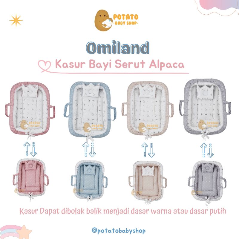 Omiland Kasur Bayi Serut Alpaca - Bedding Set Kasur Portable