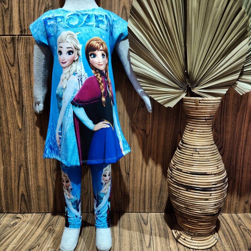 setelan anak motif frozen , set baju anak perempuan , set baju anak lucu