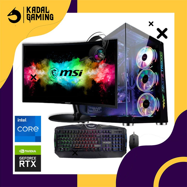 PC GAMING INTEL CORE I7 12700F RTX 3050 16GB RAM RATA KANAN EDITING