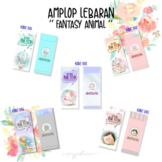 

[12 pcs] AMPLOP LEBARAN BESAR 'FANTASY ANIMAL'