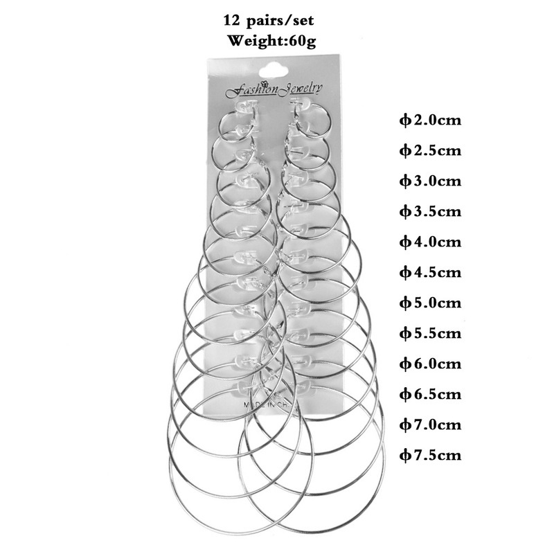 12 Pasang Anting Hoop Bentuk Lingkaran Besar Gaya Minimalis Elegan Untuk Wanita