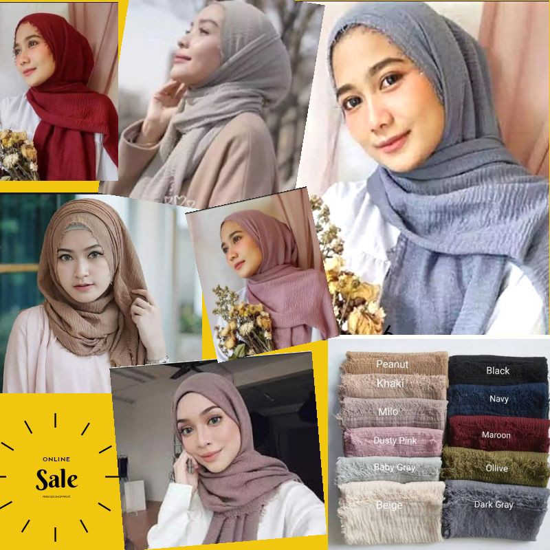 Pashmina Turki Crinkle Crimp hijab shawl termurah (part1)