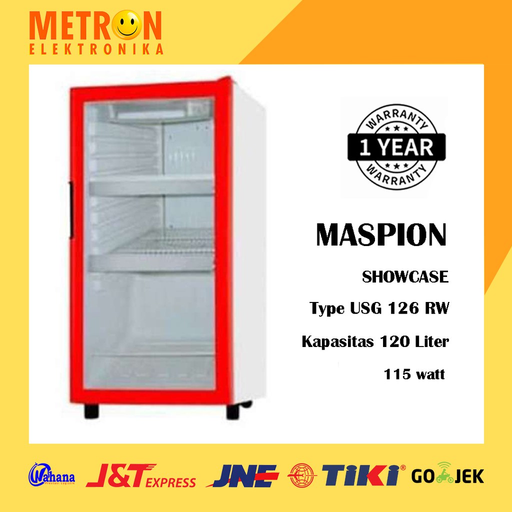 MASPION USG 126 RW / SHOWCASE RED PINTU KACA 120 LITER / USG126RW