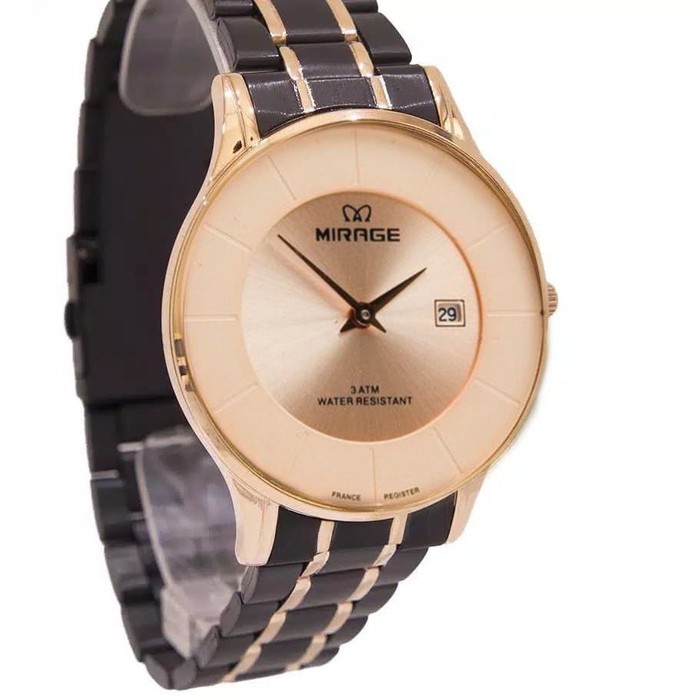Jam Tangan Pria Mirage 8670 Hitam Rosegold Original